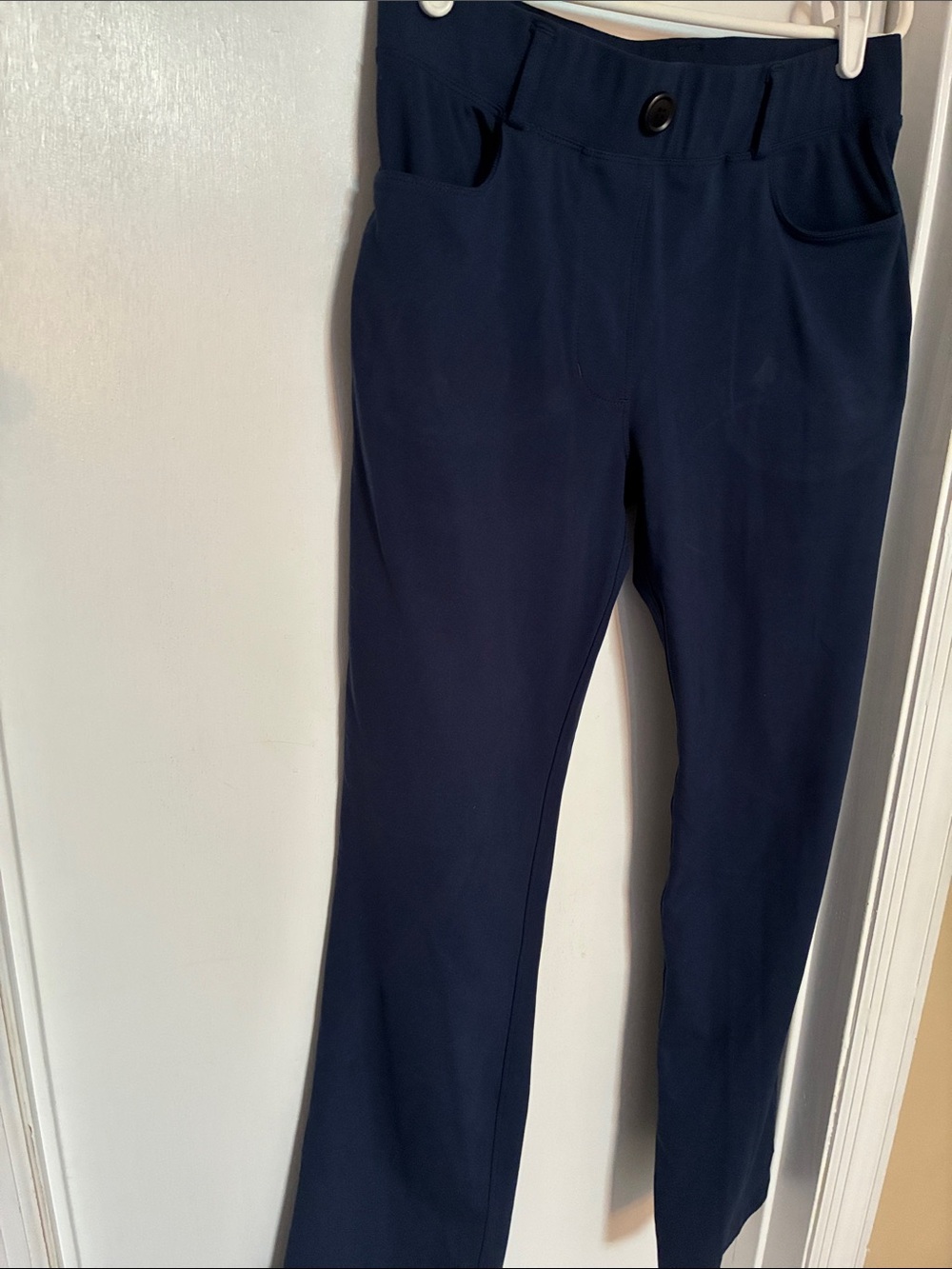 Women's Navy Straight-Leg Pull-On Pants